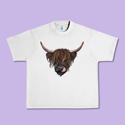 Black Highland Cow Urban Heavy Tee Designed By Ranaportraitstore