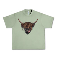 Oil Green Black highland cow Urban Heavy Tee - RanaPortraitStore
