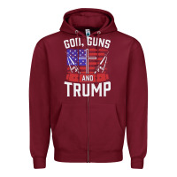 Burgundy god guns and trump Zipper Hoodie - artisFamous