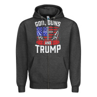 Charcoal Heather god guns and trump Zipper Hoodie - artisFamous