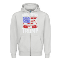 Dove Grey god guns and trump Zipper Hoodie - artisFamous