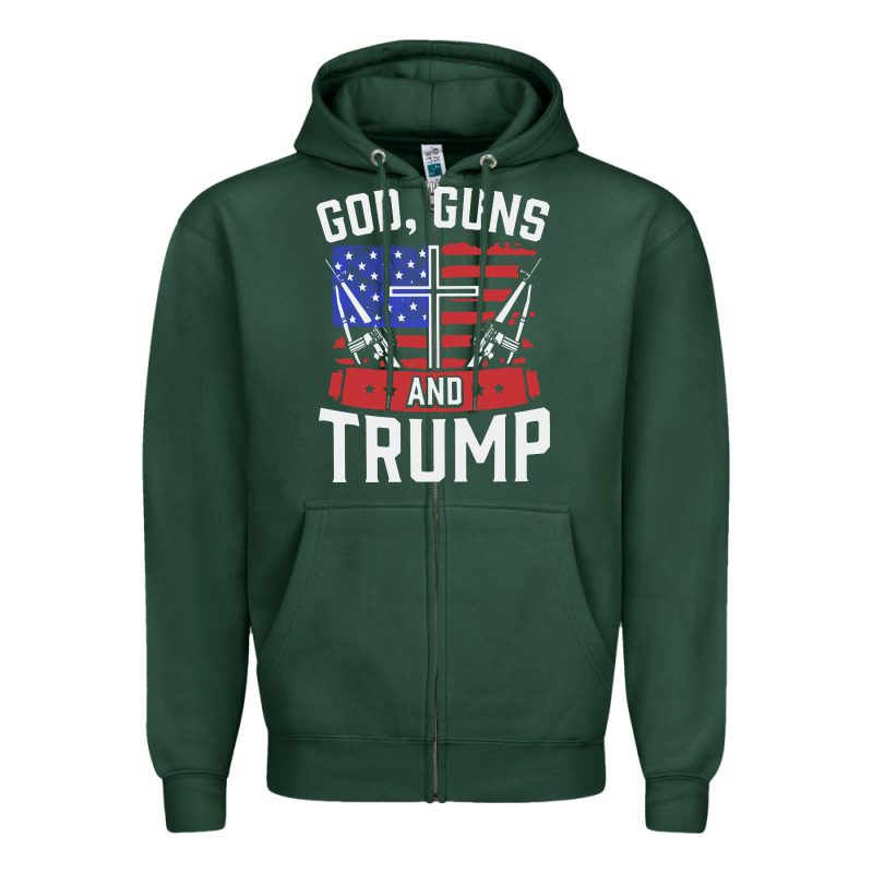 God Guns And Trump Zipper Hoodie by artisFamous | Teevron