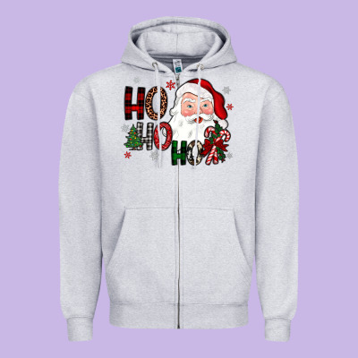 Ho Ho Ho Zipper Hoodie Designed By Jahusdesignshop