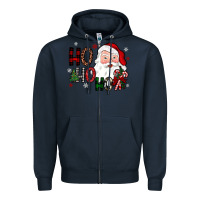 Navy ho ho ho Zipper Hoodie - JahusDesignShop