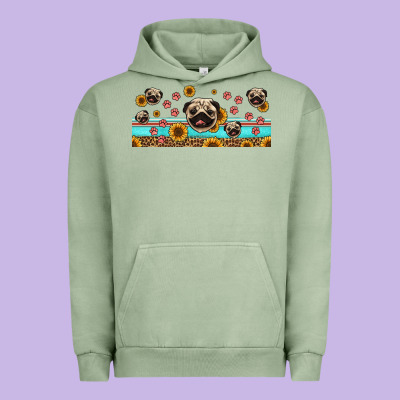 Western Pug Dogs Urban Hoodie Designed By Jasminsmagicworld