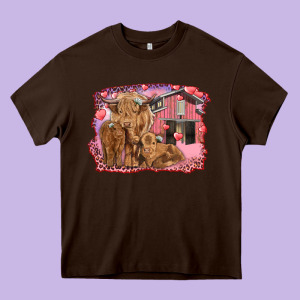 Valentine's Day Mama Cow And Baby Cows Heavy Core Tee Designed By Ranaportraitstore