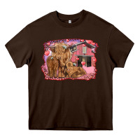 Chocolate Brown Valentine's day mama cow and baby cows Heavy Core Tee - RanaPortraitStore