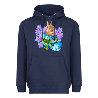 Navy easter bunny egg flowers Heavyweight Hoodie - RanaPortraitStore