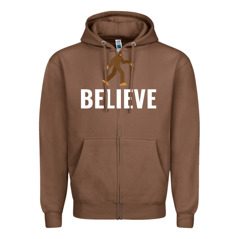Believe Bigfoot White Zipper Hoodie by artisFamous | Teevron