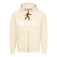 Sandshell believe bigfoot white Zipper Hoodie - artisFamous