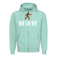 Seafoam believe bigfoot white Zipper Hoodie - artisFamous