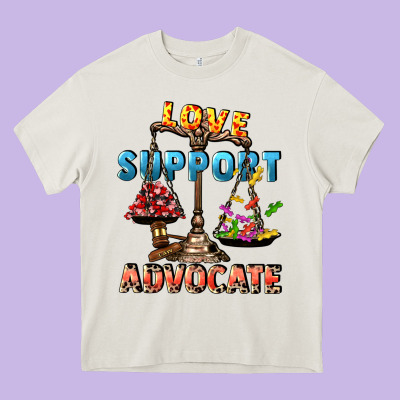 Love Support Advocate Heavy Core Tee Designed By Cowgirlartshop