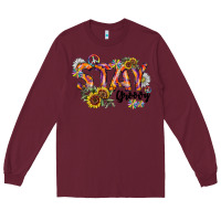 Burgundy Stay Groovy Long Sleeve Tee - CowhideDigitalArt