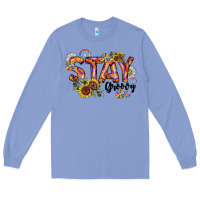Colony Blue Stay Groovy Long Sleeve Tee - CowhideDigitalArt