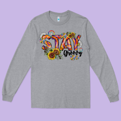 Stay Groovy Long Sleeve Tee Designed By Cowhidedigitalart