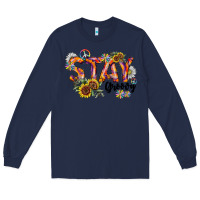 Navy Stay Groovy Long Sleeve Tee - CowhideDigitalArt