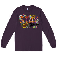 Plum Stay Groovy Long Sleeve Tee - CowhideDigitalArt