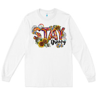 White Stay Groovy Long Sleeve Tee - CowhideDigitalArt