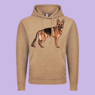 German Shepherd Dog Illustrations Vintage Hoodie Designed By Lillyallendesigns