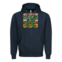 Navy cactus sunflower coaster Zipper Hoodie - JahusDesignShop