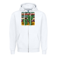 White cactus sunflower coaster Zipper Hoodie - JahusDesignShop