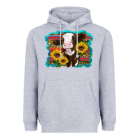 Heather Grey western cow sunflowers serape leopard Heavyweight Hoodie - RanaPortraitStore