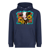 Navy western cow sunflowers serape leopard Heavyweight Hoodie - RanaPortraitStore