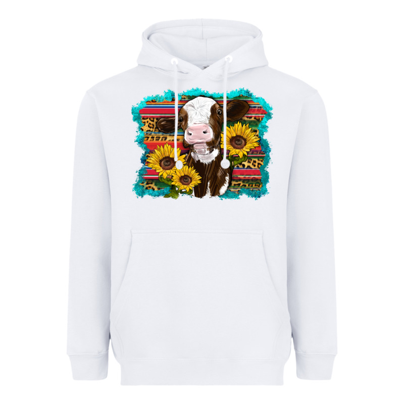 Western Cow Sunflowers Serape Leopard Heavyweight Hoodie by RanaPortraitStore | Teevron