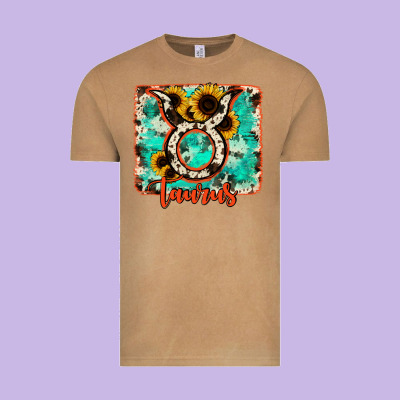 Taurus Turquoise Cowhide Vintage Tee Designed By Ranaportraitstore