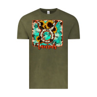 Vintage Olive taurus turquoise cowhide Vintage Tee - RanaPortraitStore