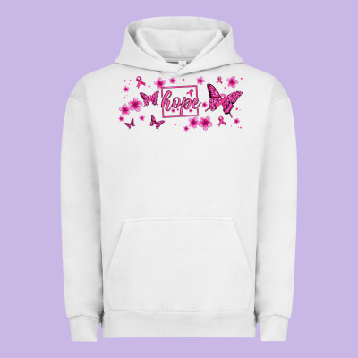 Hope Breast Cancer Butterfly Urban Hoodie Designed By Jasminsmagicworld