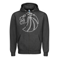 Charcoal Heather outline seven lions Zipper Hoodie - artisFamous