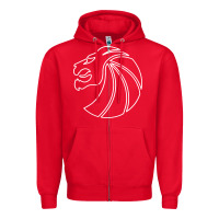 Red outline seven lions Zipper Hoodie - artisFamous