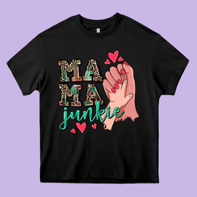 Mama Junkie Mother's Day Heavy Core Tee Designed By Cowgirlartshop