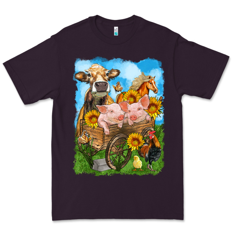 Farm Animals Wagon Olivia Premium Tee by OliviaCreatesArt | Teevron