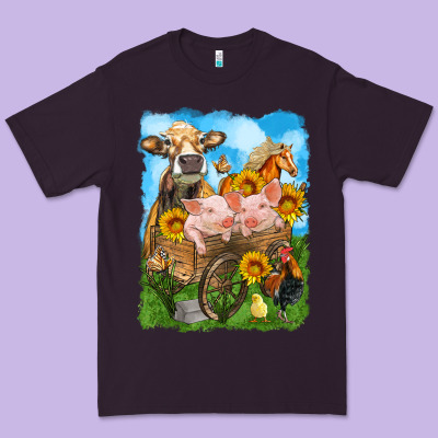 Farm Animals Wagon Olivia Premium Tee Designed By Oliviacreatesart
