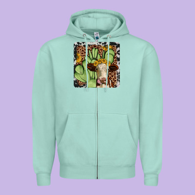 Cactus Hereford Coaster Zipper Hoodie Designed By Jahusdesignshop