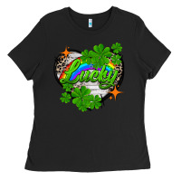 Black lucky heart St. Patricks Day Ladies Tee - FaDigitalArtStudio