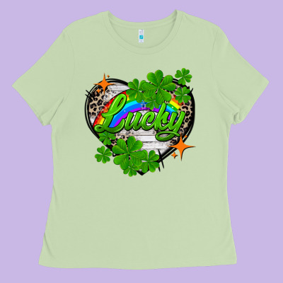 Lucky Heart St. Patricks Day Ladies Tee Designed By Fadigitalartstudio