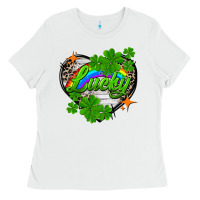 White lucky heart St. Patricks Day Ladies Tee - FaDigitalArtStudio