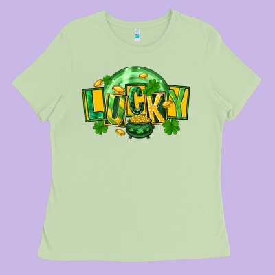 St. Patrick's Day Lucky Ladies Tee Designed By Fadigitalartstudio