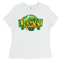 White St. Patrick's Day lucky Ladies Tee - FaDigitalArtStudio