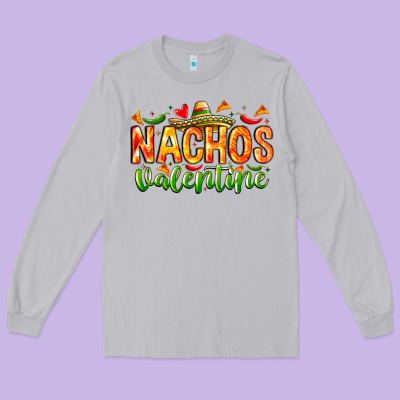 Nachos Valentine Long Sleeve Tee Designed By Cowhidedigitalart