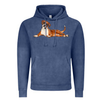 Vintage Denim Boxer Dog Illustrations Vintage Hoodie - LillyAllenDesigns