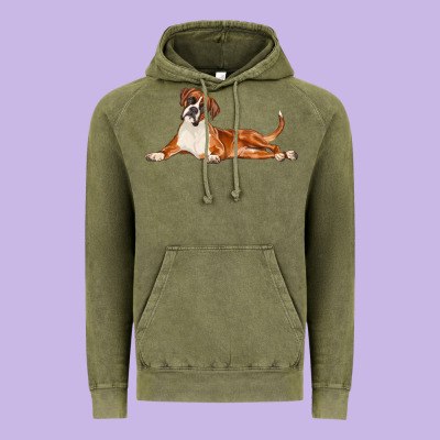 Boxer Dog Illustrations Vintage Hoodie Designed By Lillyallendesigns