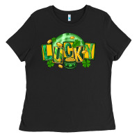 Black St. Patrick's Day lucky Ladies Tee - FaDigitalArtStudio