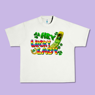 Hey Lucky Lady Flip Phone Urban Heavy Tee Designed By Fadigitalartstudio