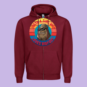 Retro Sunset Just A Girl Who Loves Bigfoot Zipper Hoodie Designed By Artisfamous
