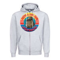 Heather Grey Retro Sunset Just A Girl Who Loves Bigfoot Zipper Hoodie - artisFamous