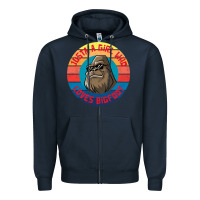 Navy Retro Sunset Just A Girl Who Loves Bigfoot Zipper Hoodie - artisFamous
